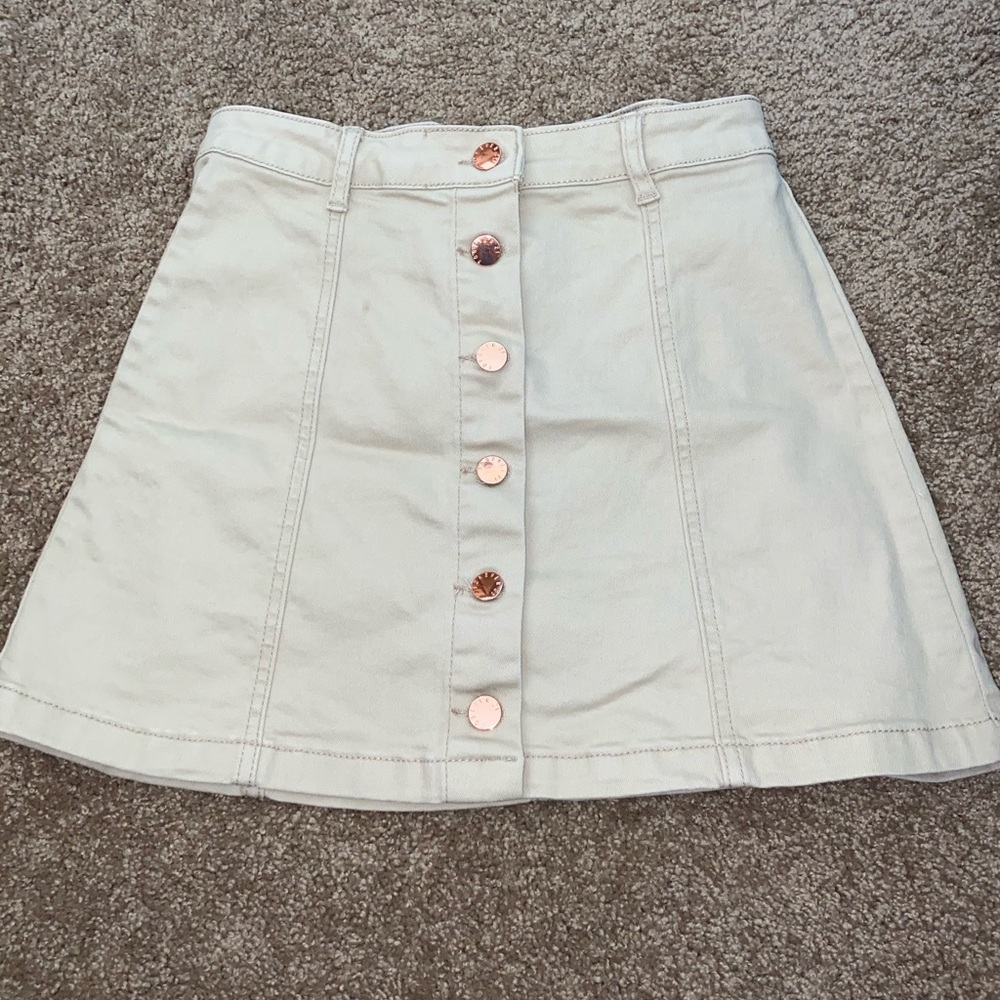 Forever 21 Mini Cream Colored Button Up Skirt
